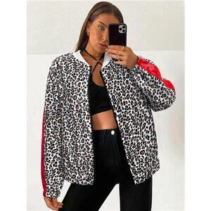 Leopard Zip Up Long Sleeve Jacket